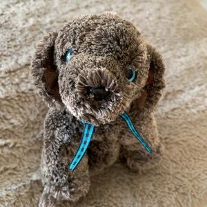 Ty Beanie Baby Frisbee Brown and Blue Eyes Plush Dog Toy